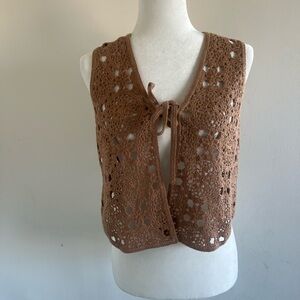 Zara Brown Crochet Vest
